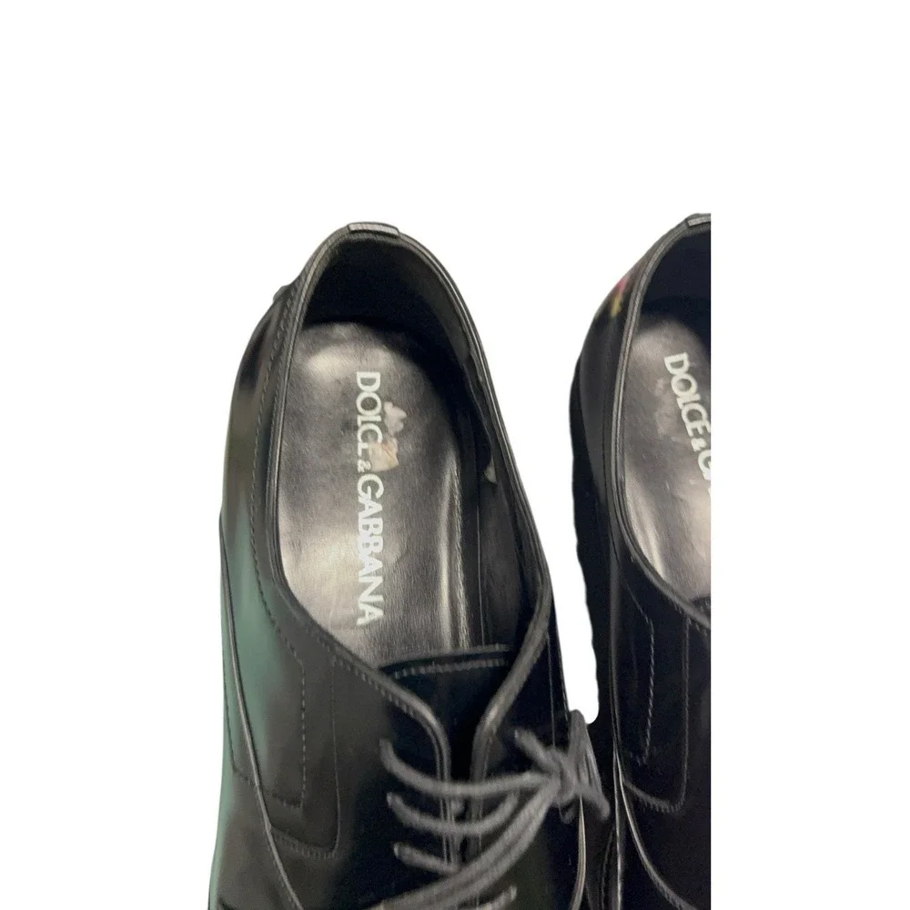 Dolce &‎ Gabbana Black Leather Oxford Cap Toe Shoes Made in Italy Size 10
